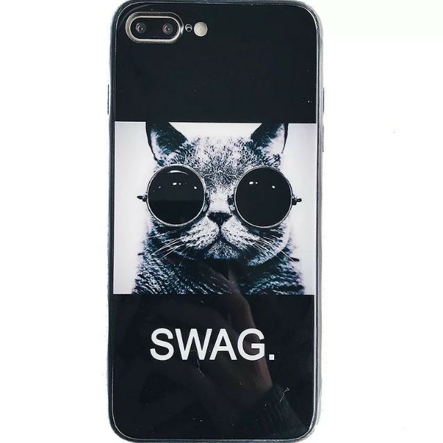 Ốp Lưng Kính Bóng Mèo Đeo Kính 13ProMax 12ProMax 11ProMax XSMAX X XS 7Plus FUKISHOP