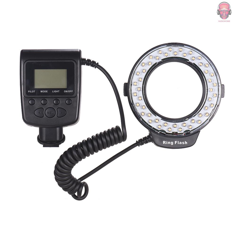 AUDI   HD-130 Macro LED Ring Flash Light LCD Display 3000-15000K GN46 Power Control with 3 Flash Diffusers 8 Adapter Rings for Cameras