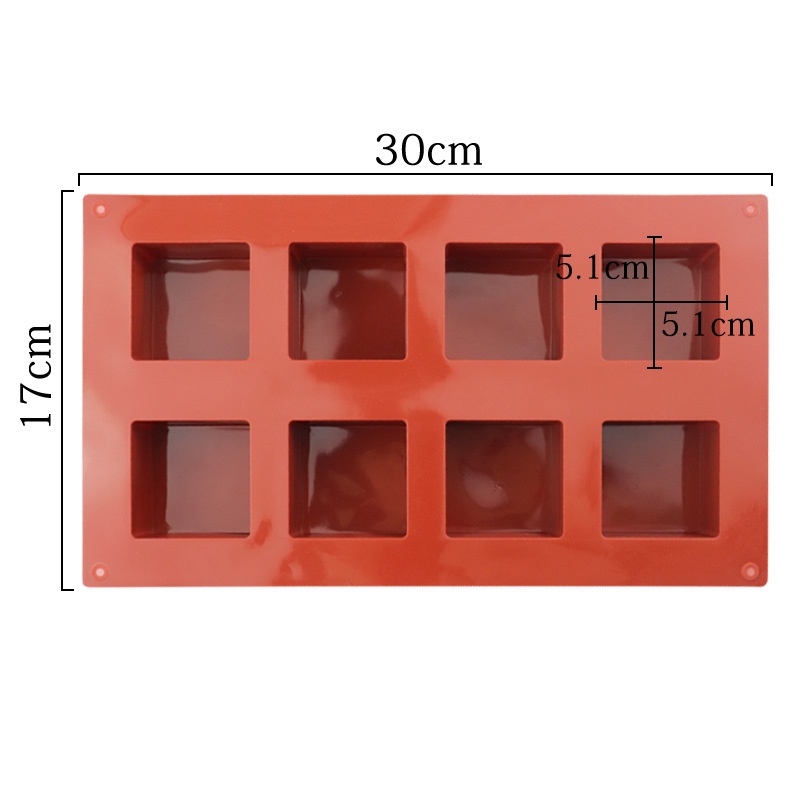 Khuôn silicone 8/15 Ngăn Tạo Hình Khối Vuông Chuyên Dụng Cho Làm Bánh