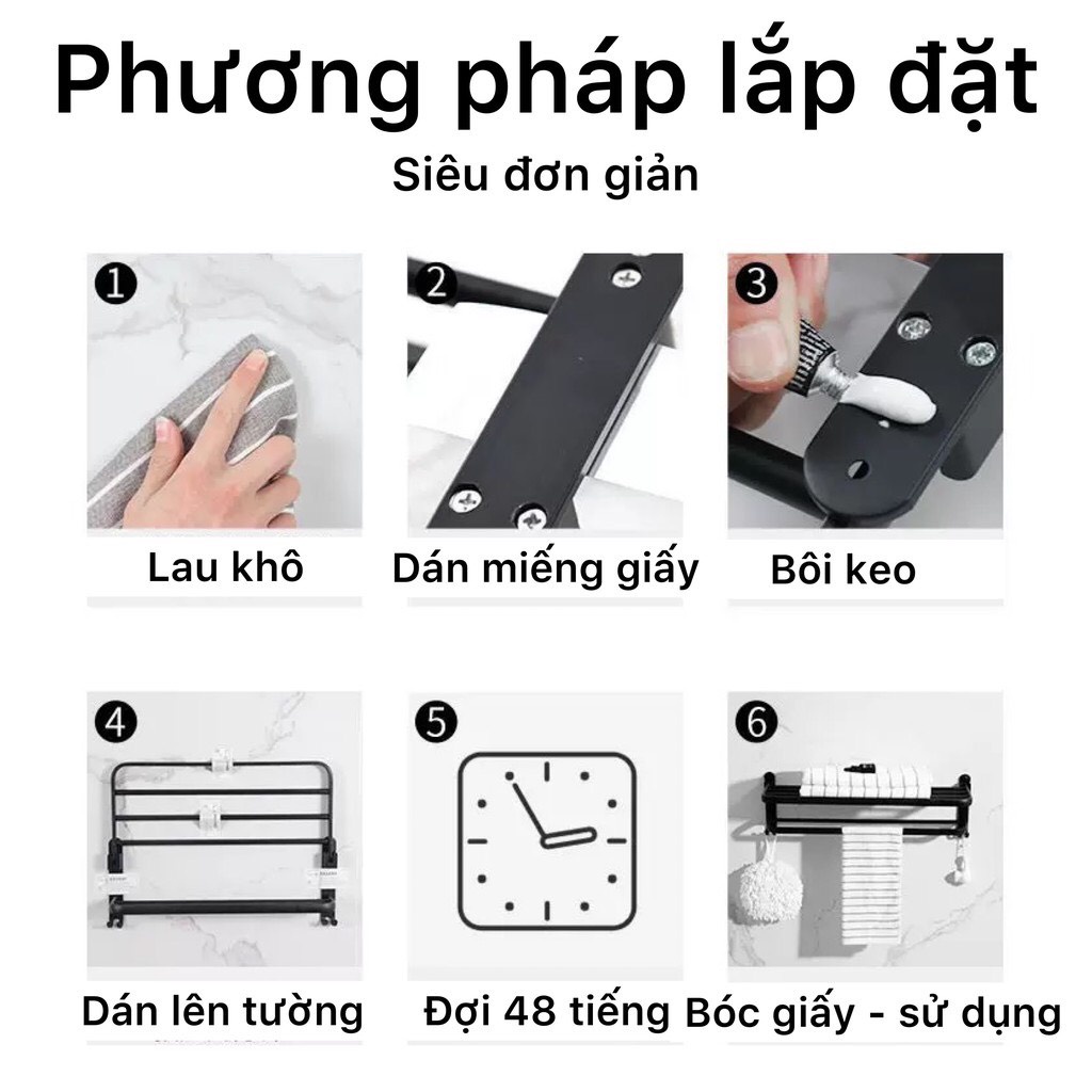 Giá Treo Khăn Nhà Tắm Inox Không Gỉ, Kệ Để Đồ Nhà Tắm Tiện Lợi Không Khoan Tường THANH XUÂN 98