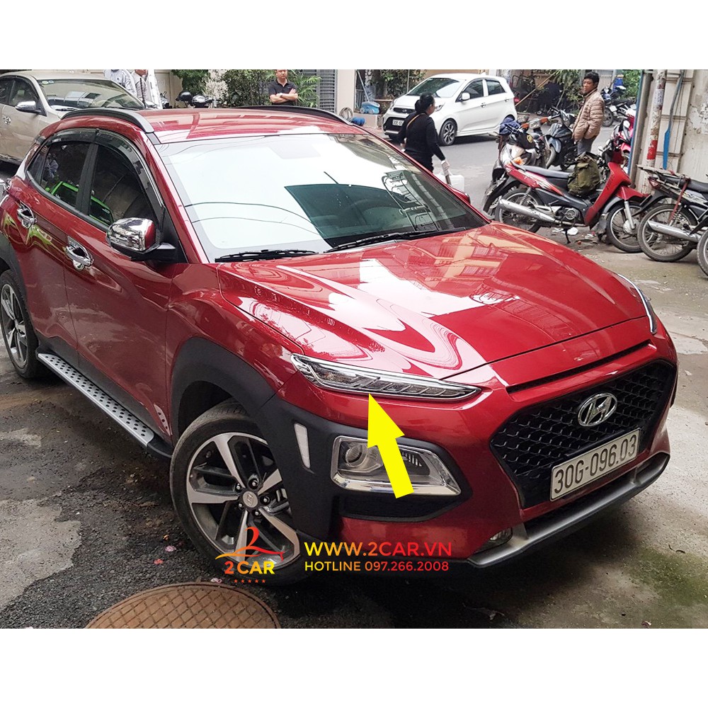 Bộ ốp viền đèn pha, hậu xe Hyundai Kona 2019 mạ crom cao cấp