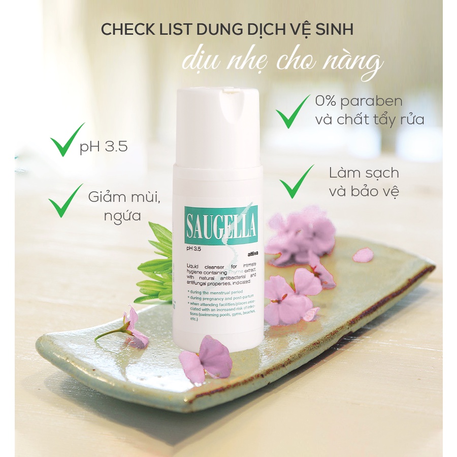 Dung dịch vệ sinh phụ nữ Saugella Attiva pH3.5 Italy 100ml