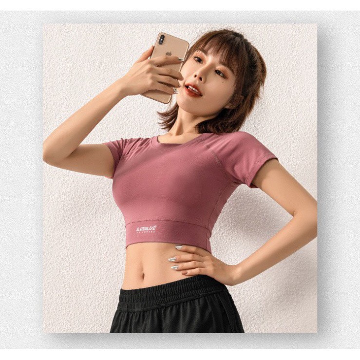 Áo Tập Gym, Yoga, Cao Cấp, Kiểu Croptop Thời Trang, Co Giãn 4 Chiều, Thoáng Mát (AT6)