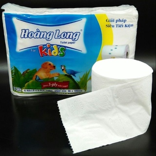 [Siêu Rẻ] TÂN BÌNH Lốc 6 cuộn giấy vệ sinh lụa không lõi Hoàng Long Kids thumbnail