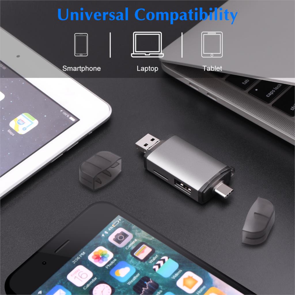 Đầu đọc thẻ Goojodoq chuyển đổi Micro Usb 2.0 Type C sang SD TF OTG | BigBuy360 - bigbuy360.vn