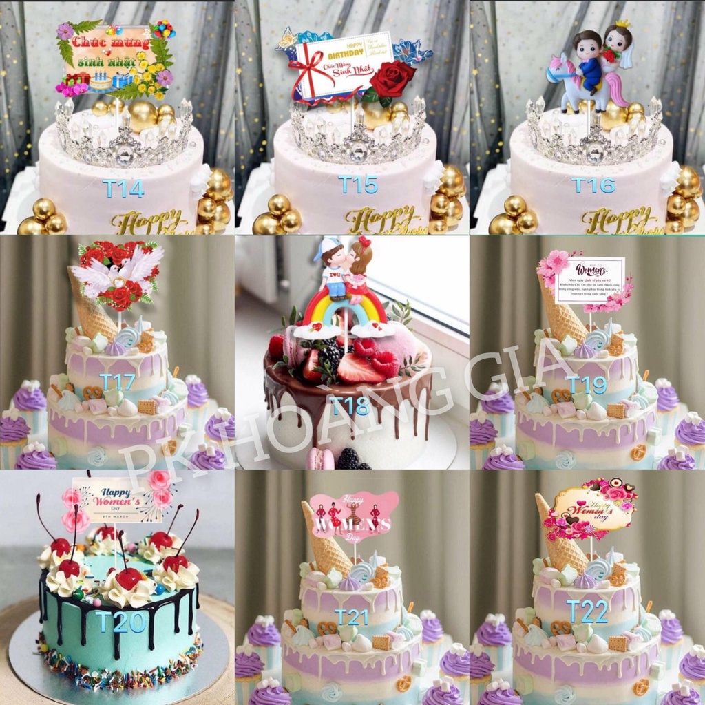 Trang trí bánh 1 sét 10 thẻ giấy phụ kiện bánh sinh nhật