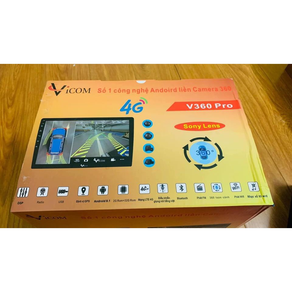 Bộ màn hình DVD Android tích hợp kèm camera 360 độ xe hơi - Thương hiệu cao cấp Vicom V360. Bảo Hành 24 tháng