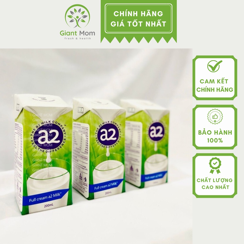 Sữa A2 Nước Giant Mom  - Sữa Tươi Nguyên Kem A2 Úc 200ml - Mẫu Mới Date Xa
