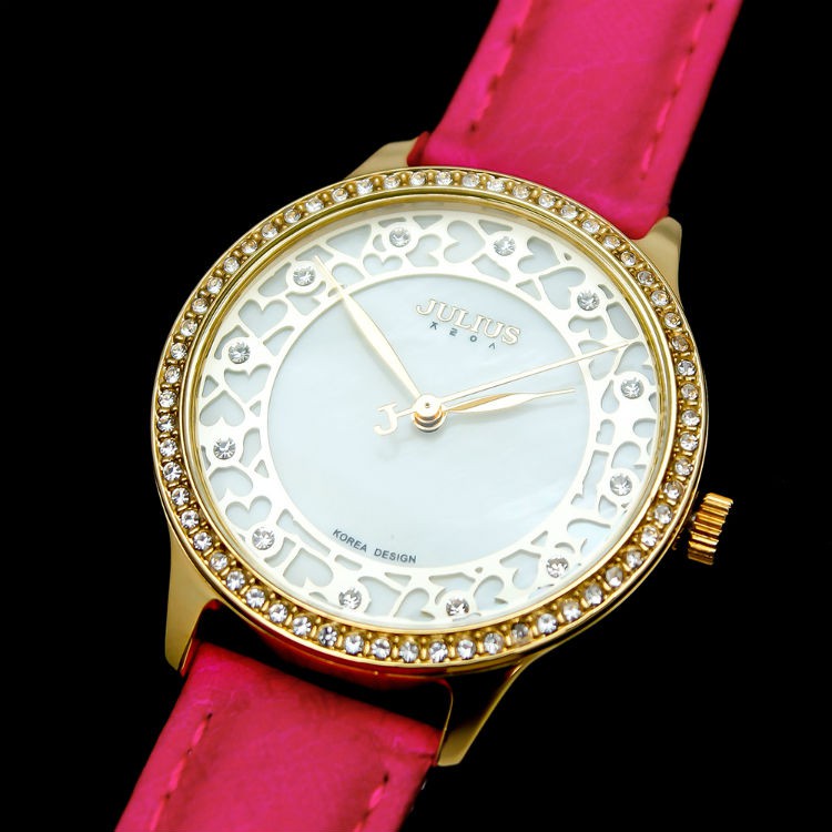 Đồng hồ nữ JULIUS JA852 dây da hồng