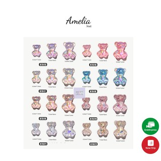 Charm gấu thủy tinh, phụ kiện gấu trang trí móng tay chân nail