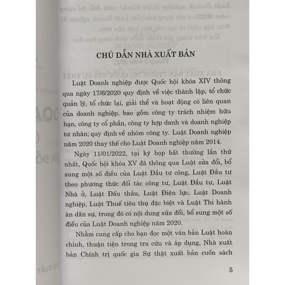 Sách -Luật Doanh nghiệp (hiện hành) (sửa đổi, bổ sung năm 2022)