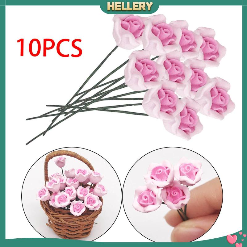 10 Bông Hoa Hồng Giả Trang Trí Nhà Búp Bê Tỉ Lệ 1: 12