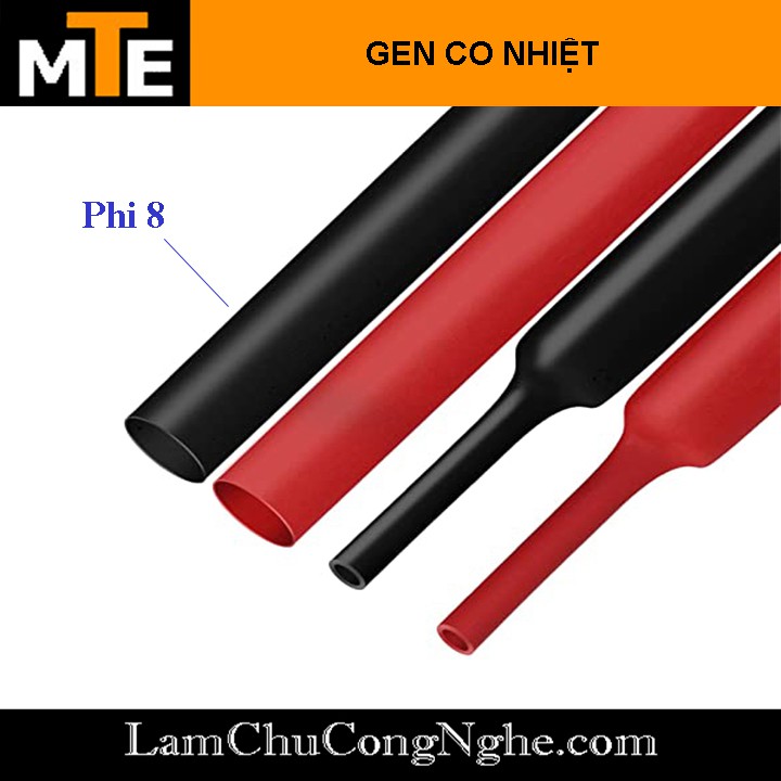 1 mét ống gen co nhiệt cách điện- Phi 8, phi 10, phi 12, phi 14