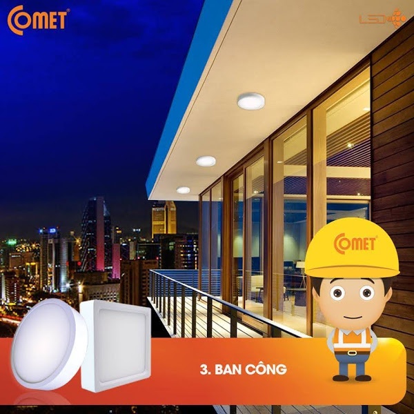 Đèn led ốp trần nổi Comet CED121T-12D, Công suất 12W (Bảo hành chính hãng)