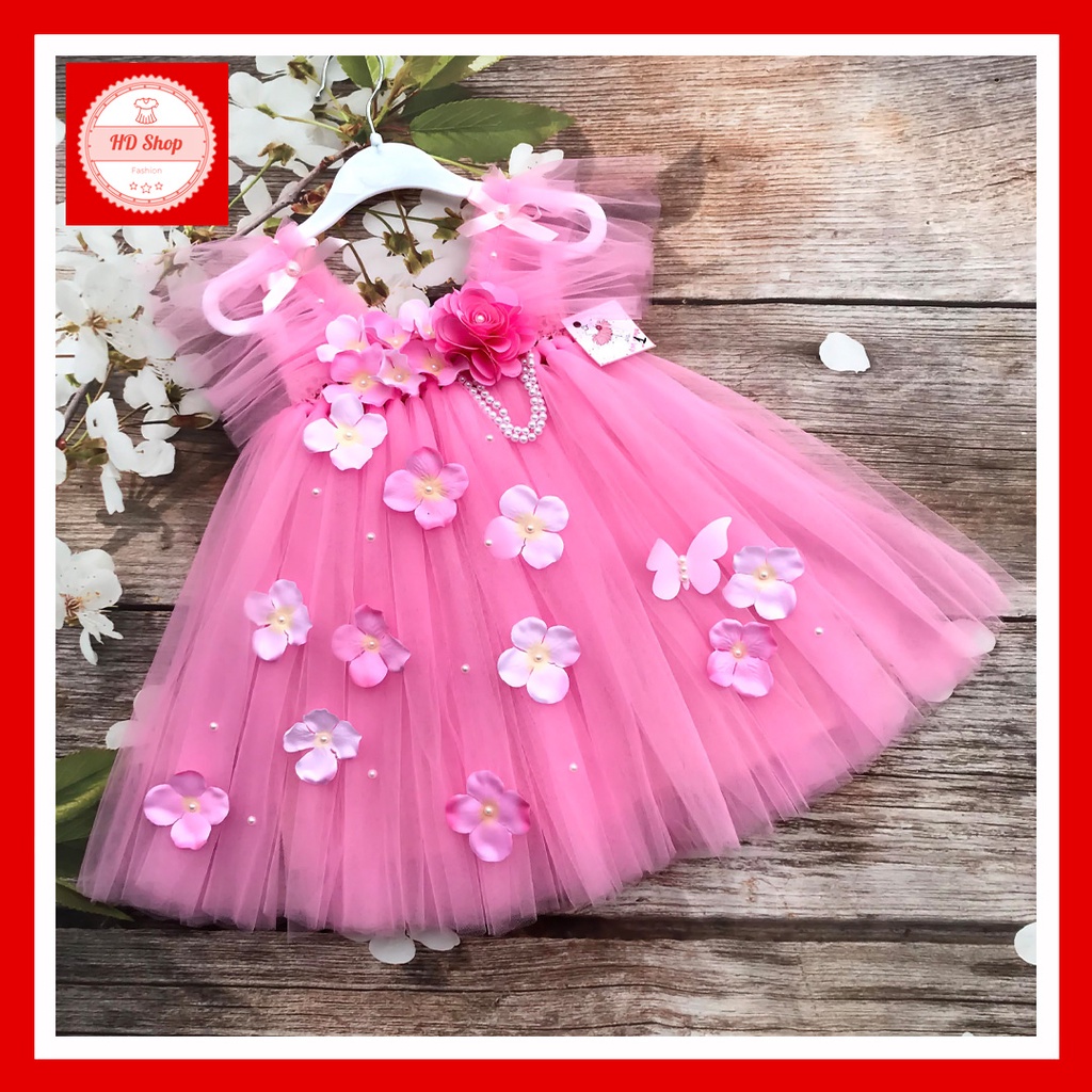 Đầm bé gái ❤️FREESHIP❤️ đầm công chúa cánh tiên hồng phấn hoa hồng tú cầu cho bé gái