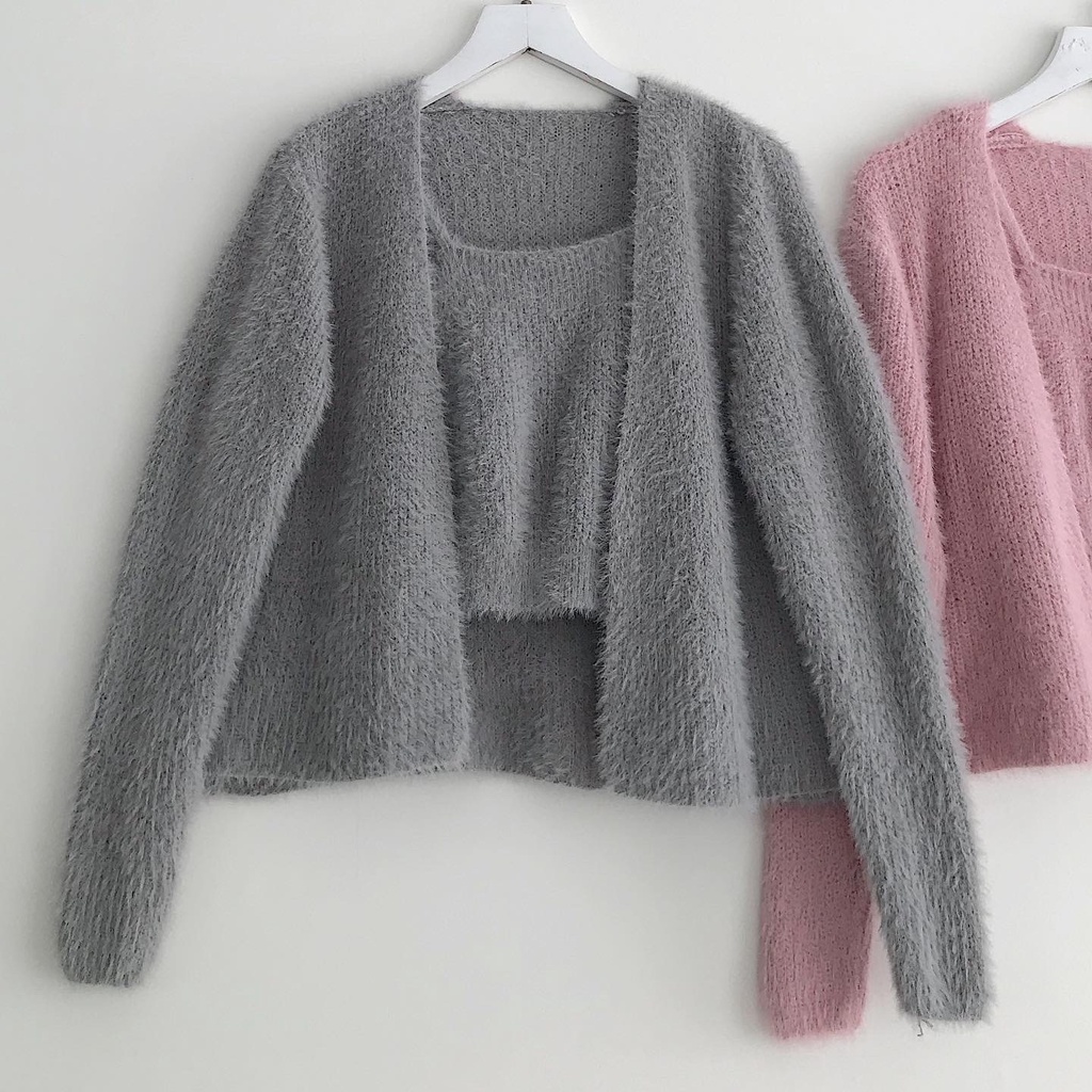 Set Áo Khoác Cardigan Len Kèm Áo 2 Dây Nữ Tính JEM CLOSET Zone Chất Liệu Lông Mềm Mịn Sang Chảnh Phối Đồ Cực Xinh - 7181 | BigBuy360 - bigbuy360.vn