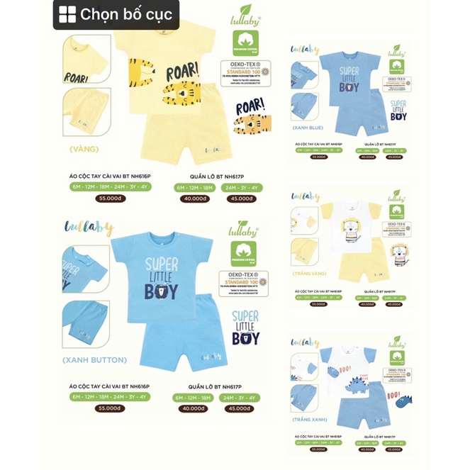 bộ lulaby cộc tay cotton