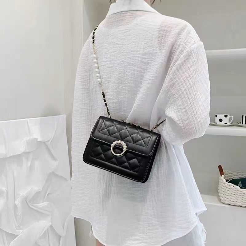 Túi xách nữ đeo chéo, túi mini dây xích phối ngọc dành cho nữ
