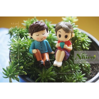 [Hình thật] CẶP ĐÔI ĐỌC SÁCH - Phụ kiện Terrarium