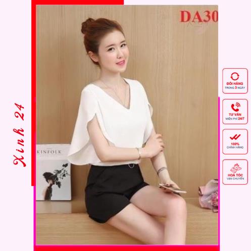 Áo sơ mi tay loe cổ chữ v trẻ trung phong cách Jina