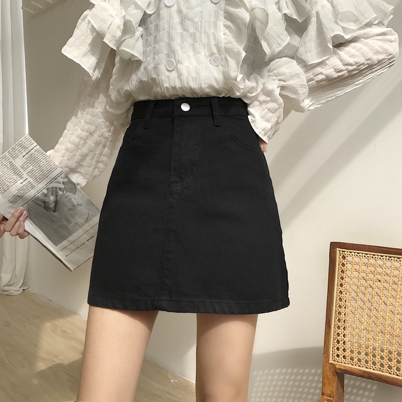  Xiaozhainv Chân váy chữ A lưng cao kiểu dáng đơn giản phong cách Hàn Quốc cho nữ
