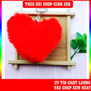 Móc khóa trái tim lông xù cực đẹp