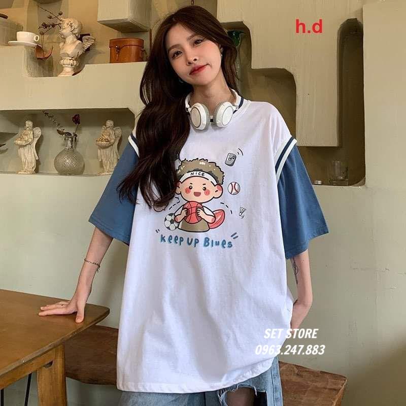 Áo bóng chày,áo raplang phối tay nam nữ in hình cô gái -setstore