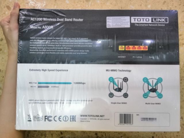 Router Wi-Fi băng tần kép AC1200 TOTOLINK A800R