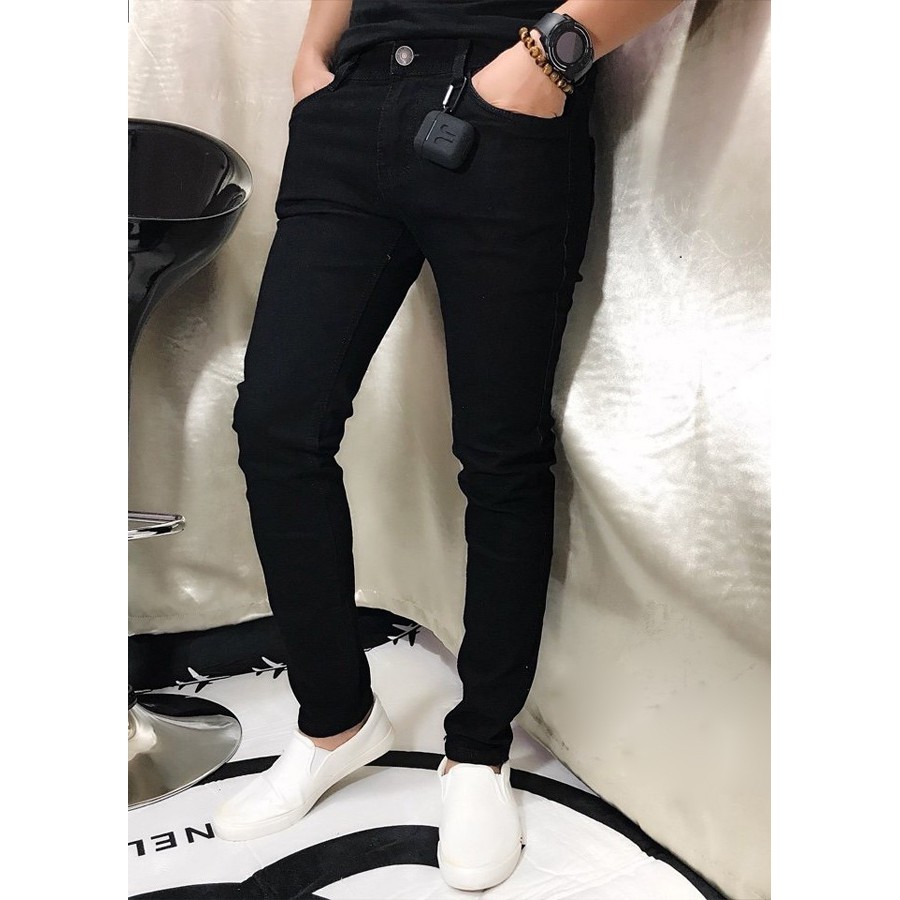 Quần Jean Nam Đen Rách Gối Chất Co Giãn Nhẹ | BigBuy360 - bigbuy360.vn