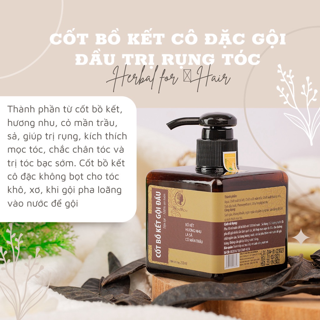 Cốt bồ kết gội đầu WonMom 250ml (không bọt) | BigBuy360 - bigbuy360.vn