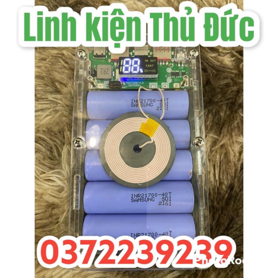 lktd BN. (ĐỌC KĨ LƯU Ý ) Box sạc dự phòng pin 21700, mica trong suốt mạch sạc không dây , 2 cổng sạc nhanh QC 3.0.