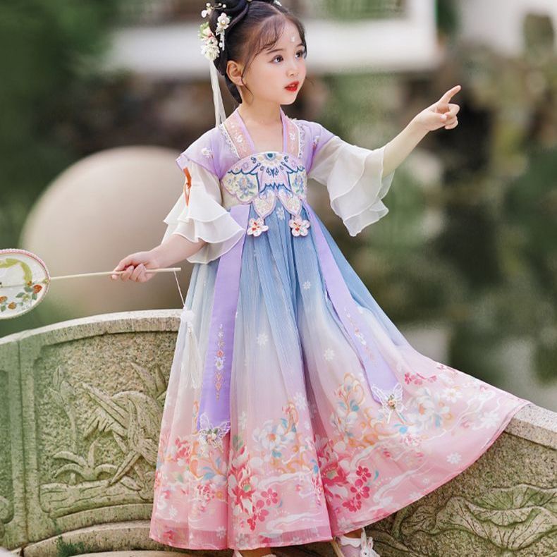 Đầm Hán Phục Phong Cách Trung Hoa Xinh Xắn Cho Bé Gái