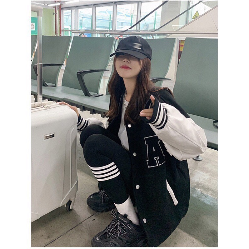 Áo Bomber Chữ A Dày Dặn From Rộng Unisex Nam Nữ (Ảnh Thật/Có sẵn)