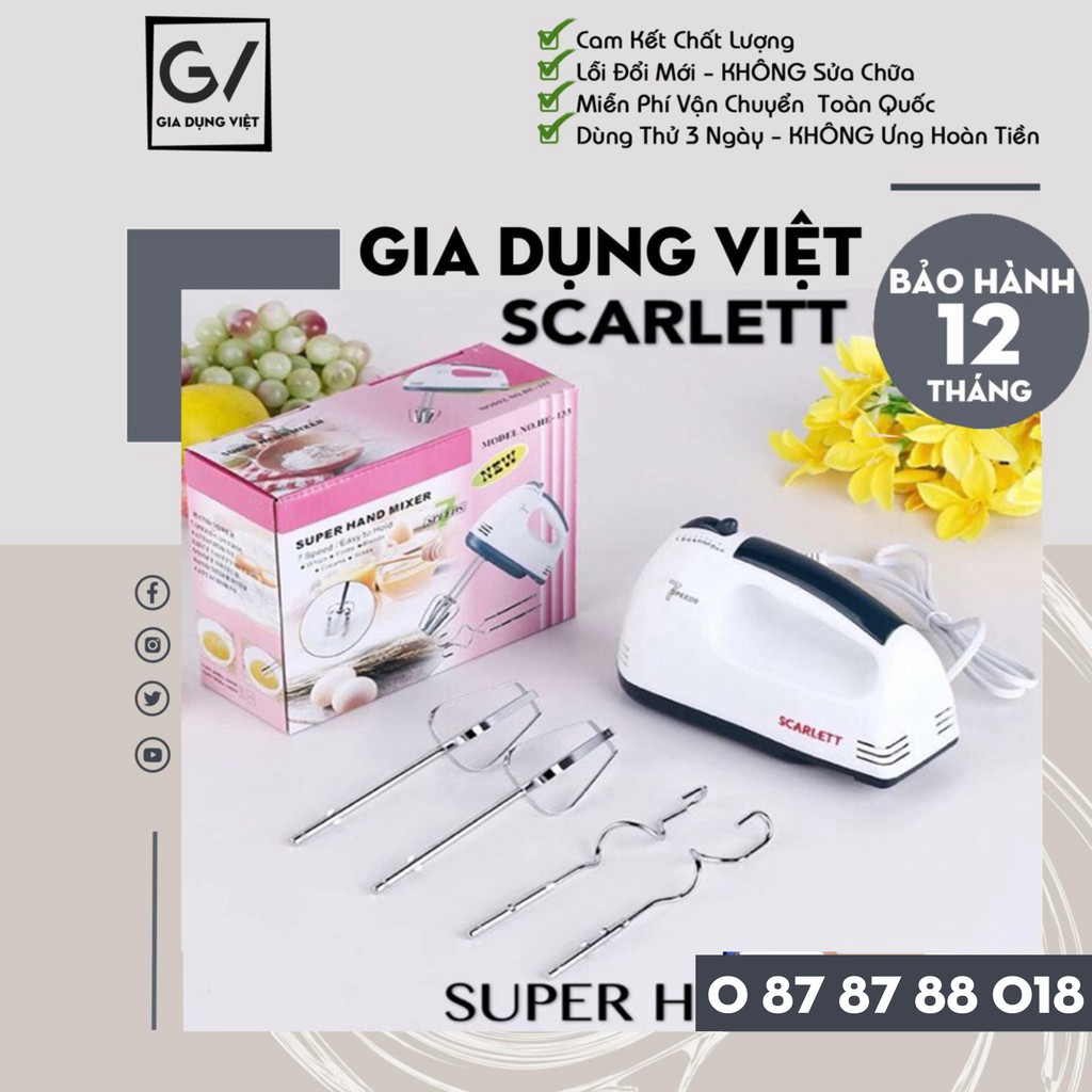 [Hàng Chính Hãng] Máy đánh trứng cầm tay Scarlet 7 cấp độ- Bảo Hành 12 Tháng