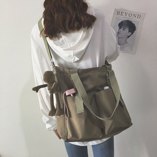 Túi xách canvas chống thấm nước kích thước lớn phong cách harajuku nhật bản thời trang cho nữ 0728