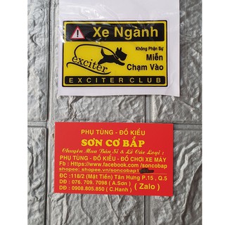 Tem dán xe máy nổi cảnh báo xe ngành exciter club