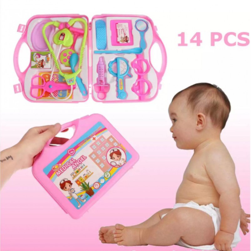 Đồ chơi bác sĩ cho bé cặp dụng cụ LANLAN KIDS vỉ đồ chơi 14 món