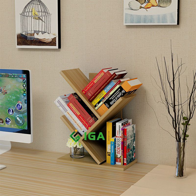 Kệ sách hình cây để bàn làm việc bàn máy tính cao cấp hiện đại chính hãng- GP113