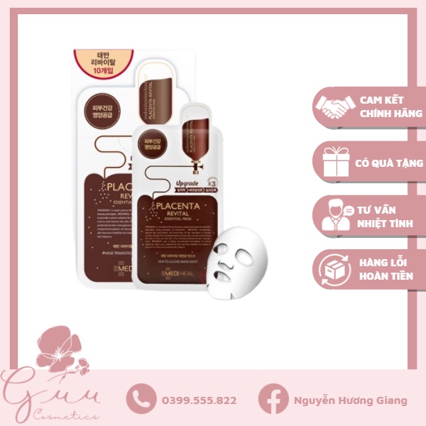 Hộp 10 miếng mặt nạ Mediheal Placenta Revital Essential Mask Ex. - Guu