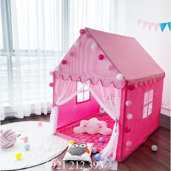 Lều Công Chúa Cao Cấp Cho Bé 🌈FREESHIP🌈 Lều Màu Hồng Cỡ To 1m4 Khung Kim Loại Chắc Chắn🍀