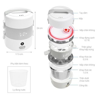 Hộp hâm nóng thức ăn inox 304 - dùng cho dân VP, học sinh, người đi làm, nấu cơm - Hàng thanh lý