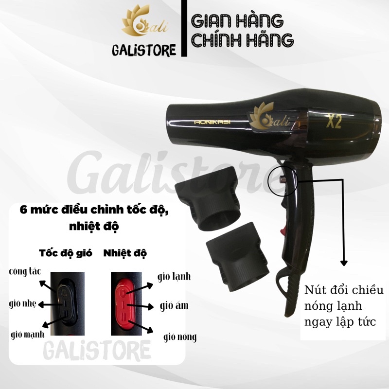 Máy sấy tóc công suất lớn chính hãng cao cấp hai 2 chiều nóng lạnh chuẩn salon tóc AONIKASI X2 Galistore