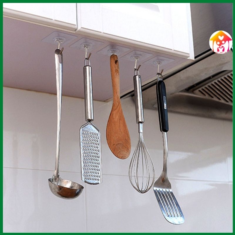 Móc treo dính tường chịu lực 10kg móc xoay 180 độ, đế nhựa trong suốt chắc chắn