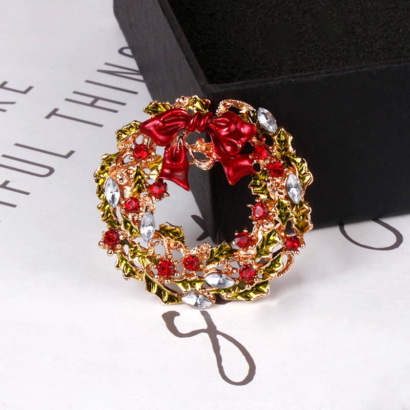 Trâm Cài Áo Hình Nơ Đính Đá Kiểu Giáng Sinh Dễ Thương