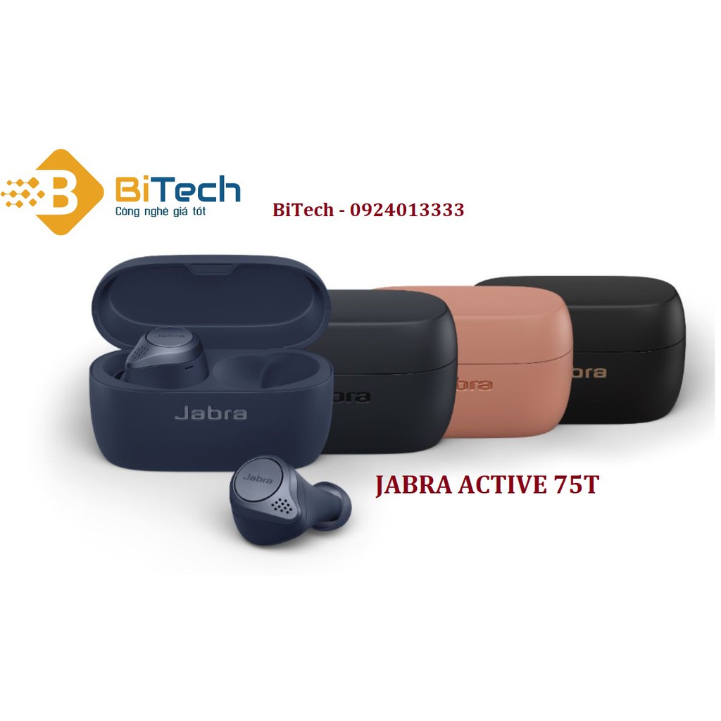 Giá sập sàn - Tai nghe Jabra Active 75t Chính hãng, true wireless, chống ồn, chống nước, 4 mic đàm thoại cực rõ