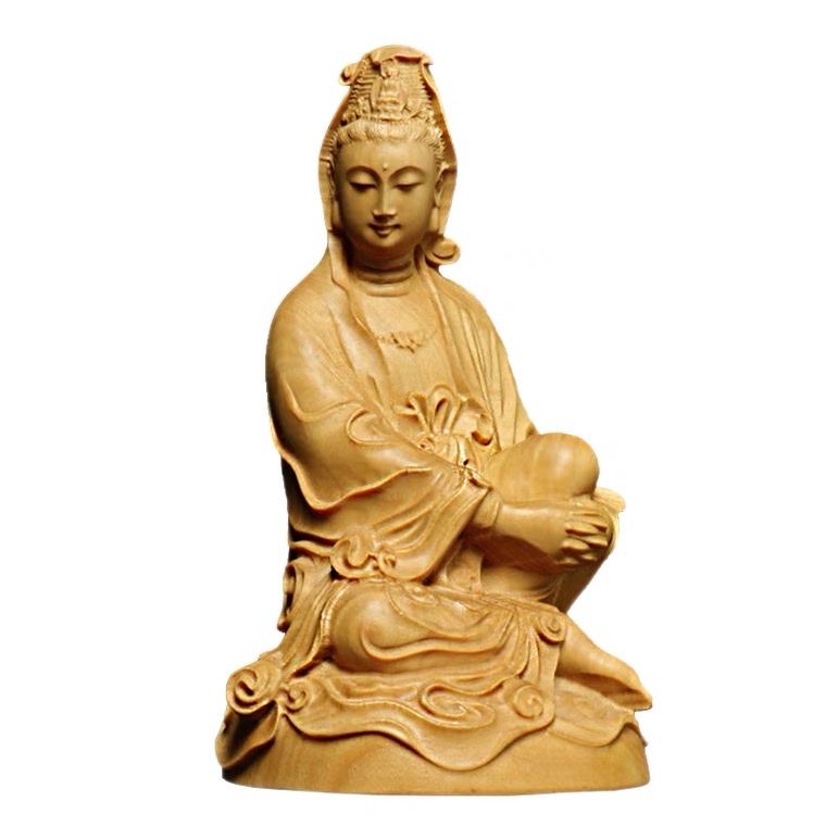 Tượng Quan Âm Tự Tại gỗ hoàng dương,phong thủy thờ cúng- Văn phòng phẩm Nhơn Phát