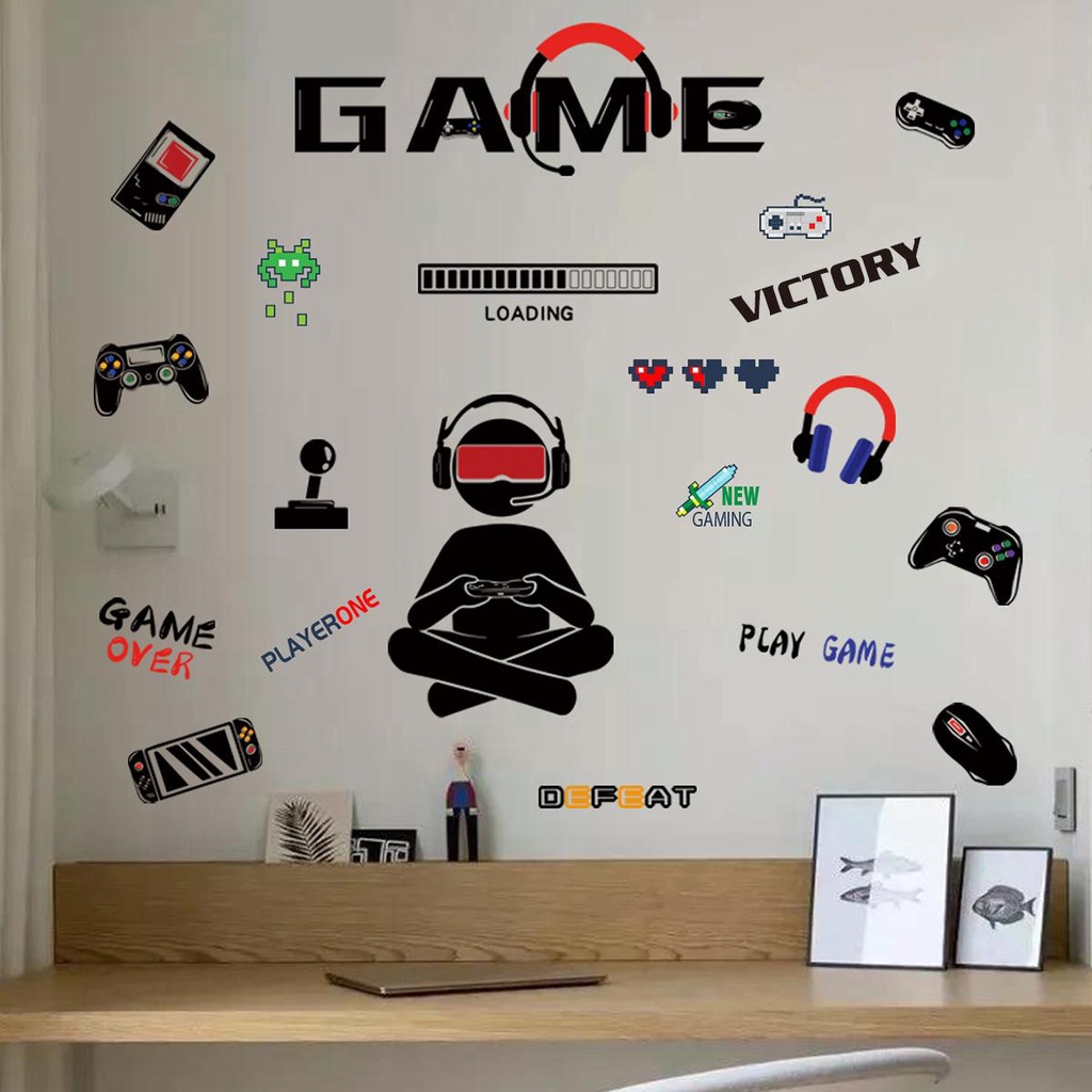 DIACHAVN Miếng Dán Tường Trang Trí Bằng PVC In Chữ Gamer Nghệ Thuật DIY Dành Cho Phòng Ngủ Bé Trai