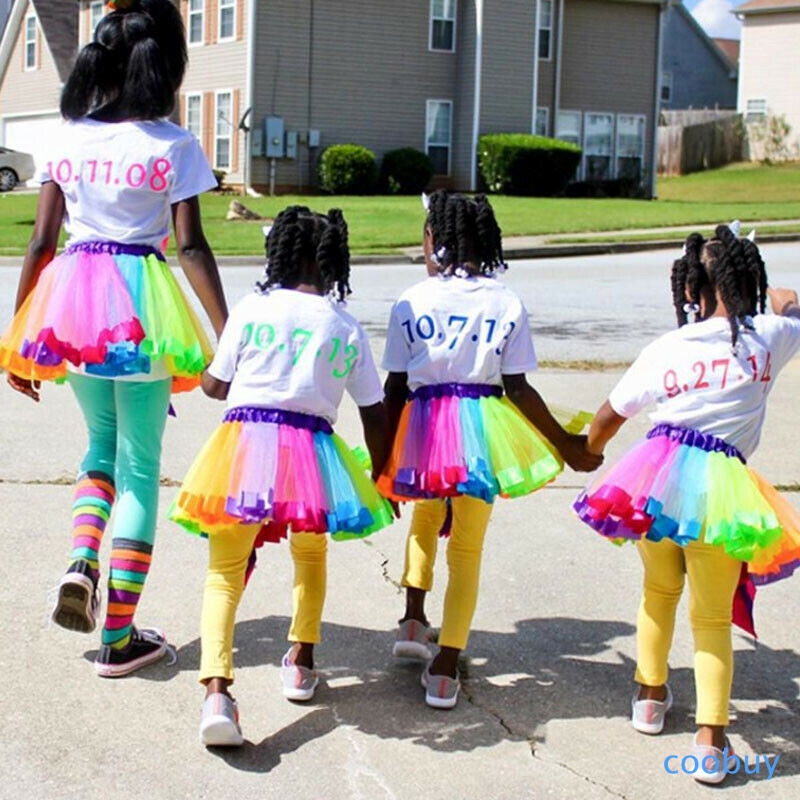 CB❤❤ Kids Girl Rainbow Princess Tulle Tutu Mini Skirt Ballet Summer Dance Party Perform
