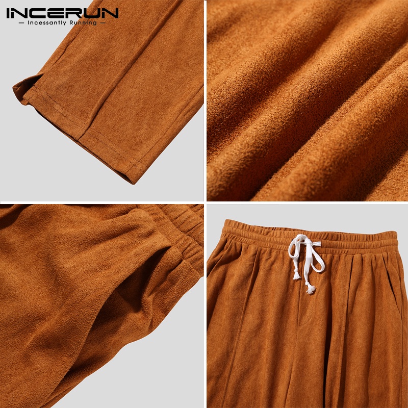 Quần dài INCERUN lưng thun dây rút phong cách cổ điển dáng rộng dành cho bạn nam đi chơi