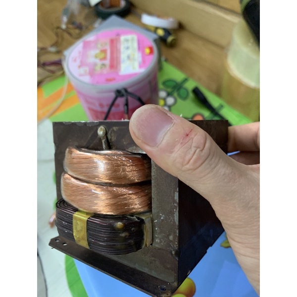 Biến áp E800 quấn 3-4 vòng M50 trong suốt chế máy Hàn Cell